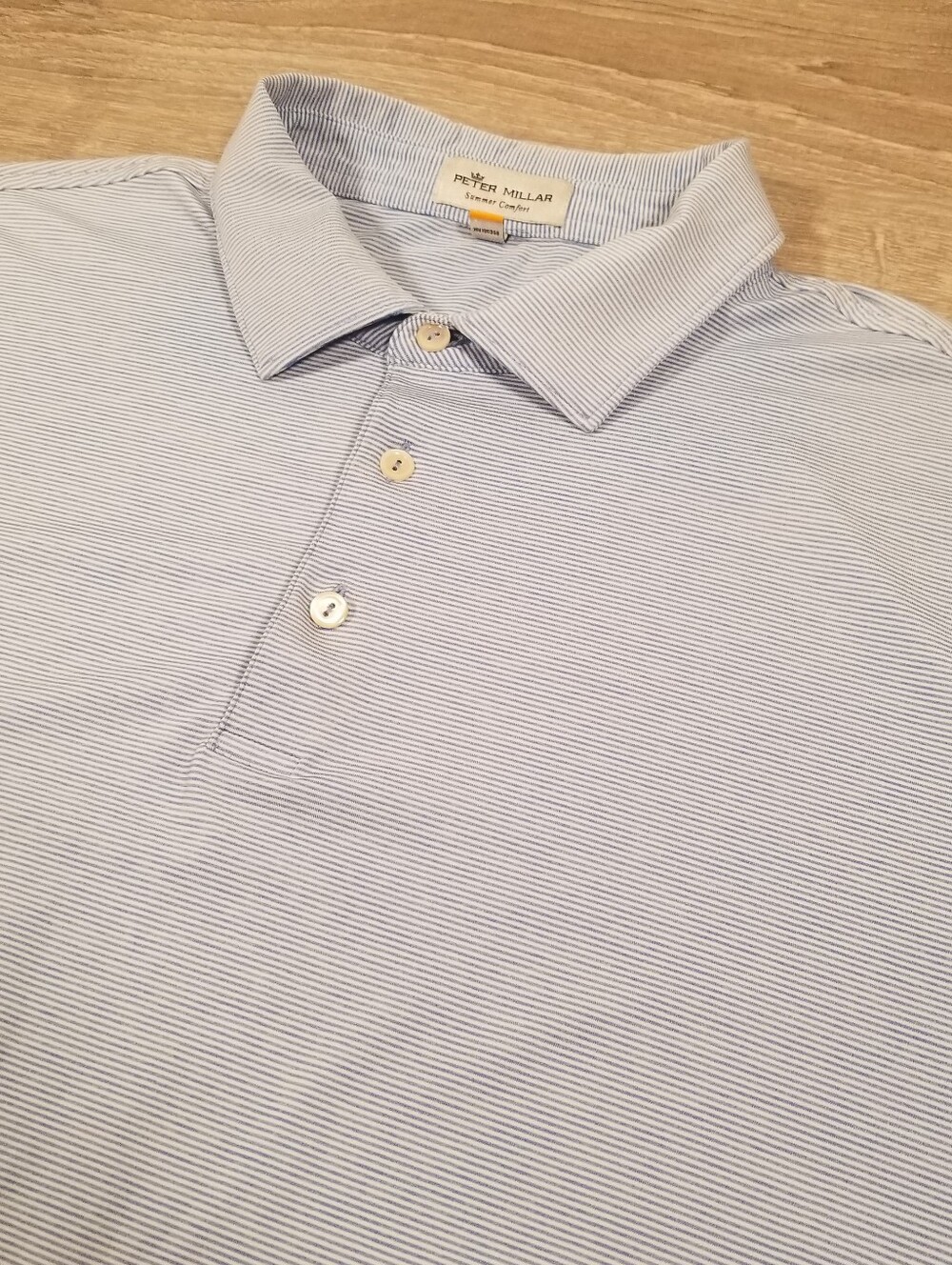 Peter Millar Summer Comfort Polo Shirt Mens XL Blue Stripe Performance Stretch